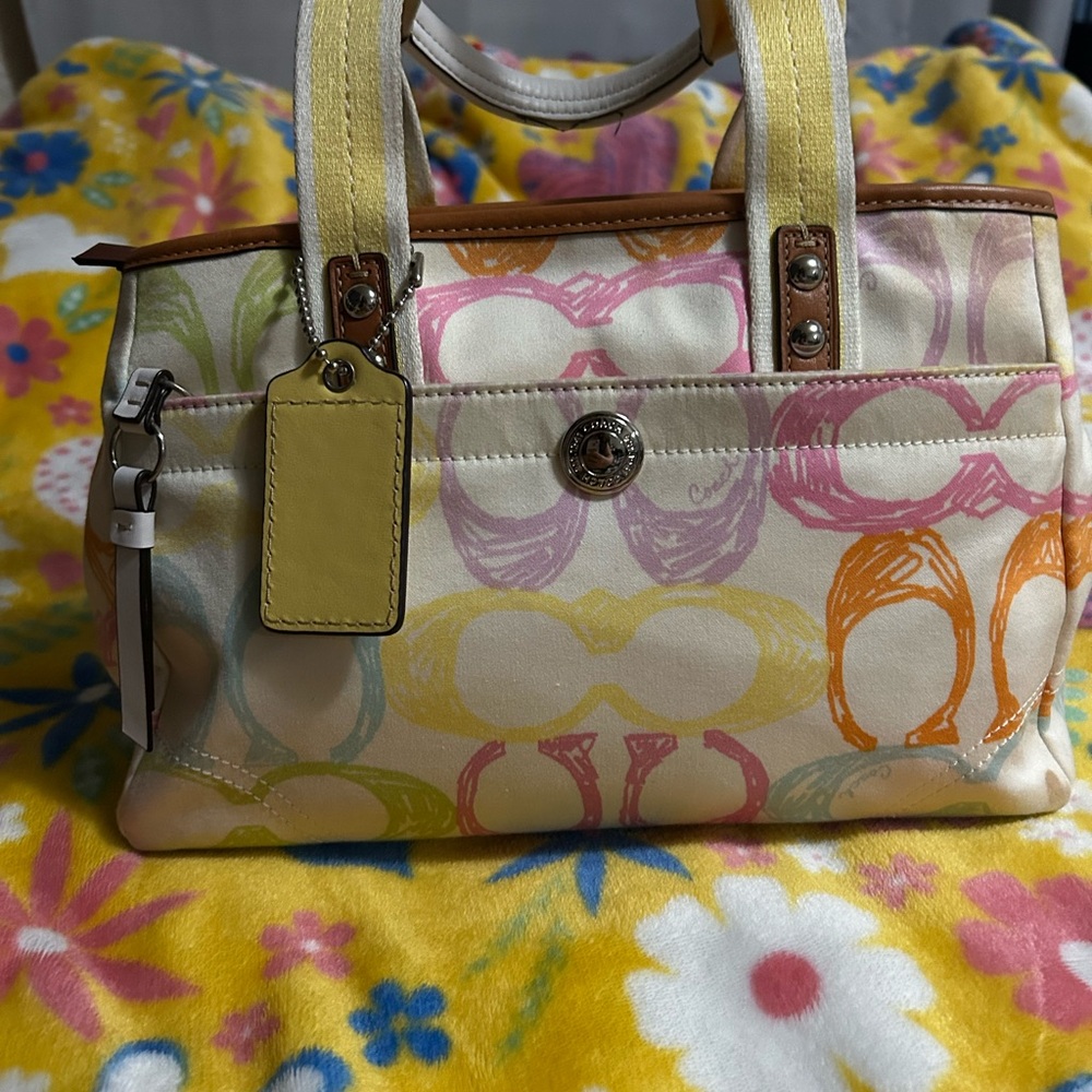 Vintage Colorful Patterned Coach Bag
